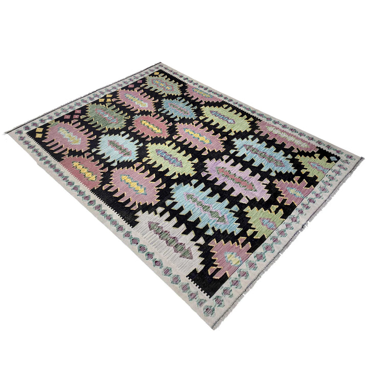 Afghan Vegetable Kilim Rug 6' 8" x 9' 9" Flat-Weave | No. AL473398