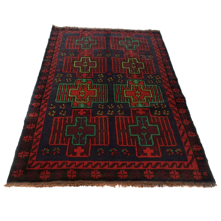 Afghan Baluchi Rug 3' 11" x 6' 5" Hand-Knotted | No. AL47351