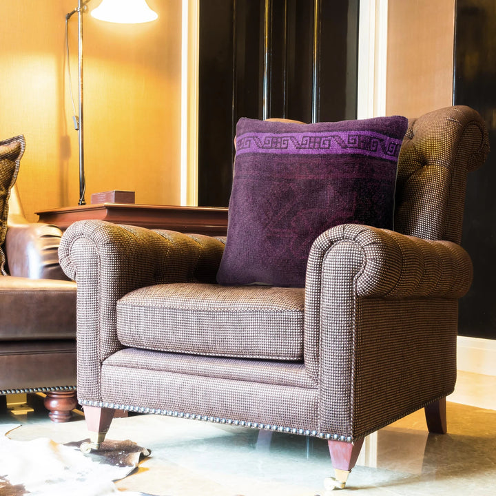 Purple Afghan Overdye Cushion Cover 1' 5" x 1' 5" Hand-Knotted | No. AL474140