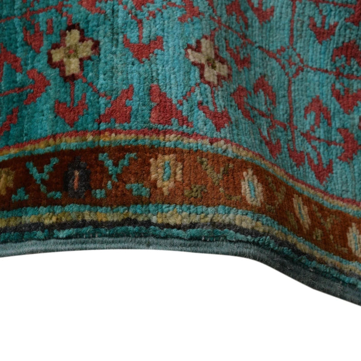 Green Afghan Mamluk Rug 4' 1" x 5' 10" Hand-Knotted | No. AL47423
