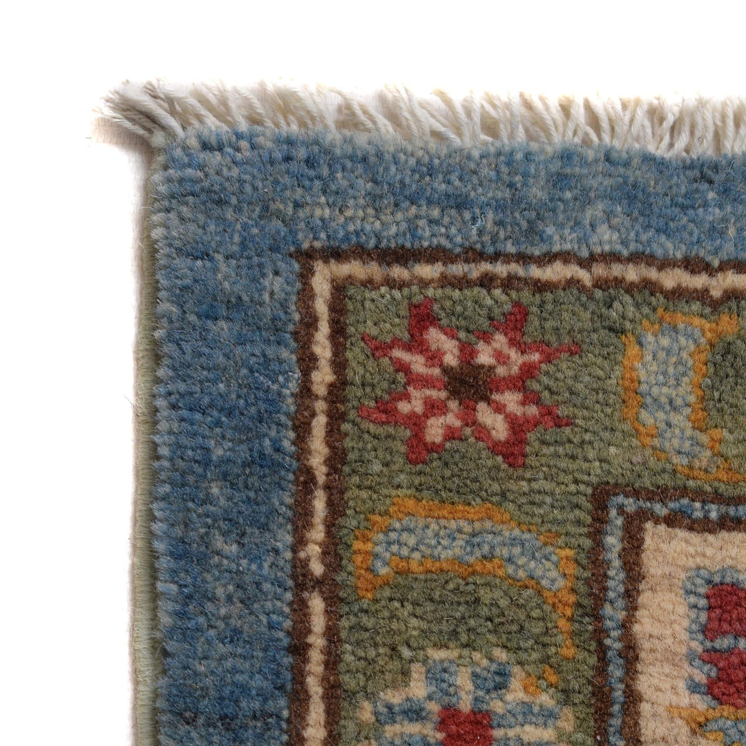 Blue Afghan Kazak Rug 6' 7" x 9' 3" Hand-Knotted | No. AL47435