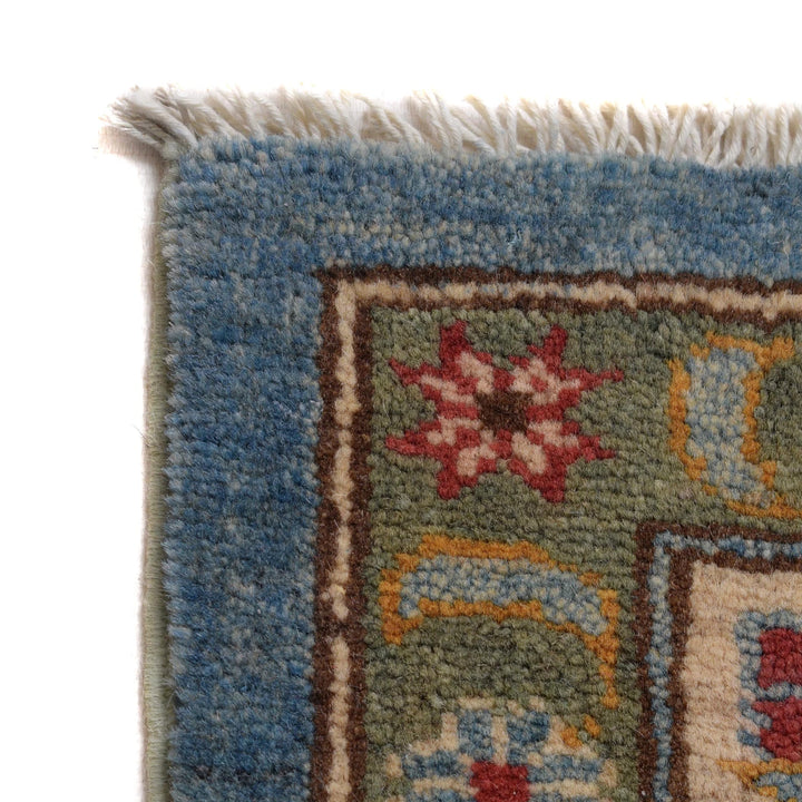 Blue Afghan Kazak Rug 6' 7" x 9' 3" Hand-Knotted | No. AL47435