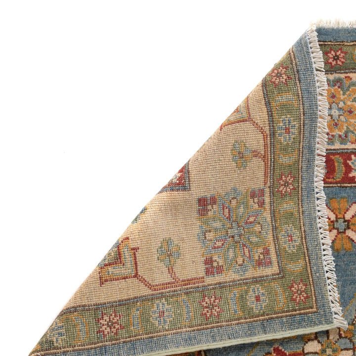 Blue Afghan Kazak Rug 6' 7" x 9' 3" Hand-Knotted | No. AL47435