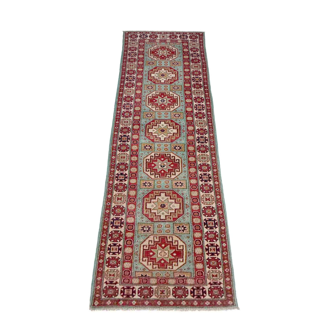Gray Afghan Kazak Rug 2' 7" x 9' 9" Hand-Knotted | No. AL47451