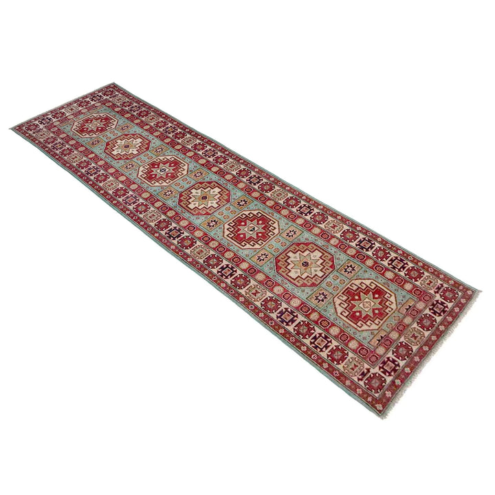 Gray Afghan Kazak Rug 2' 7" x 9' 9" Hand-Knotted | No. AL47451