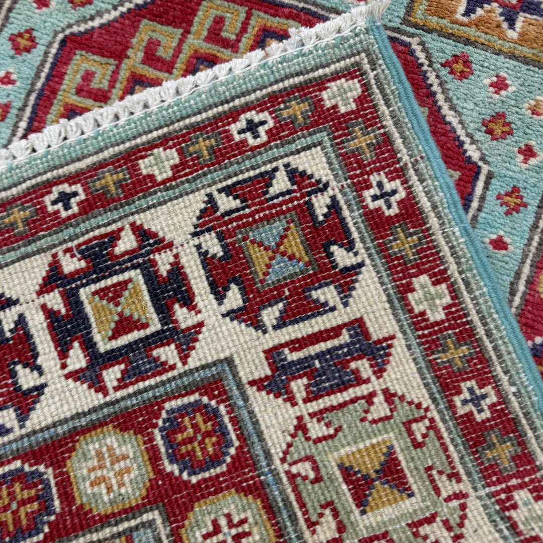 Gray Afghan Kazak Rug 2' 7" x 9' 9" Hand-Knotted | No. AL47451
