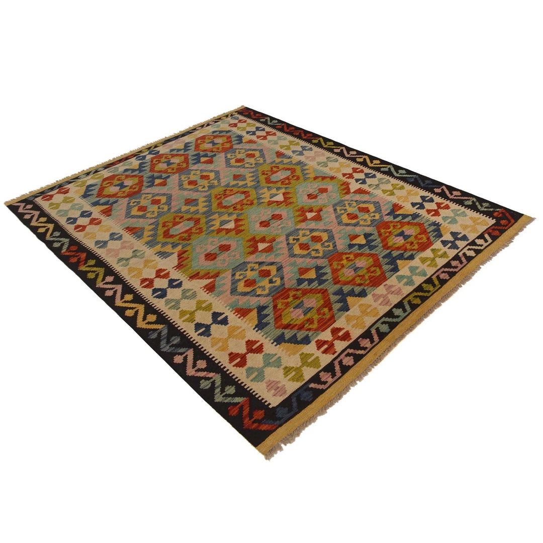 Afghan Kilim Rug 5' 3" x 6' 7" Flat-Weave | No. AL47485