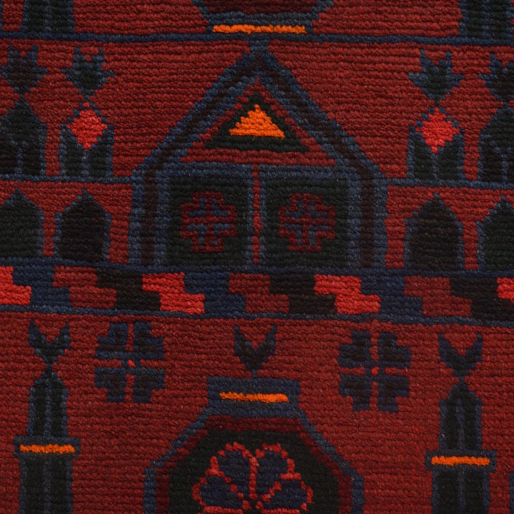 Red Afghan Prayer Rug 2' 9" x 4' 6" Hand-Knotted | No. AL47500