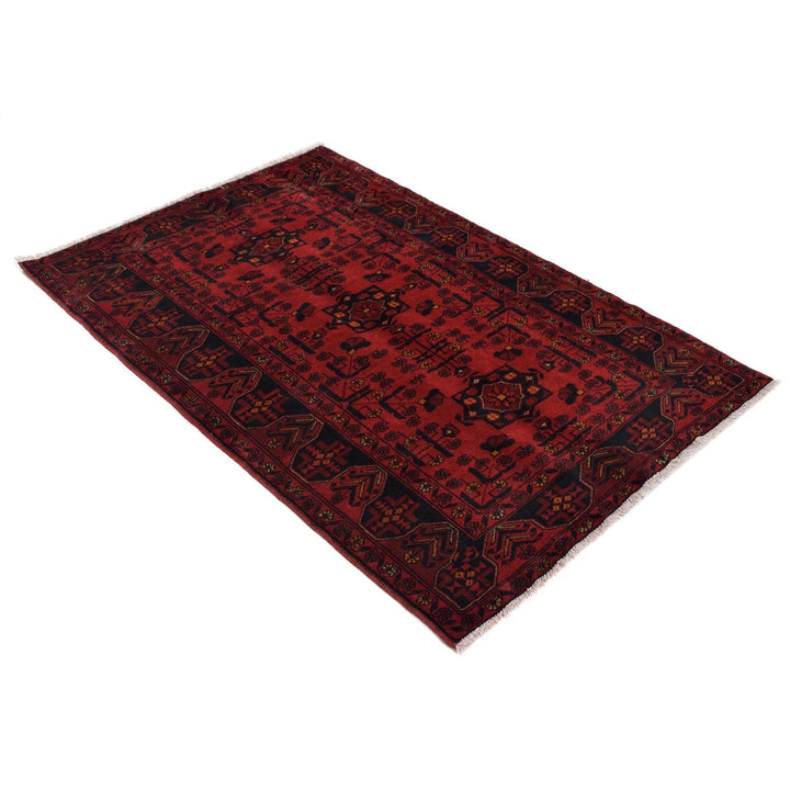 Red Afghan Khal Mohammadi Rug 3' 2" x 4' 10" Hand-Knotted | No. AL47511