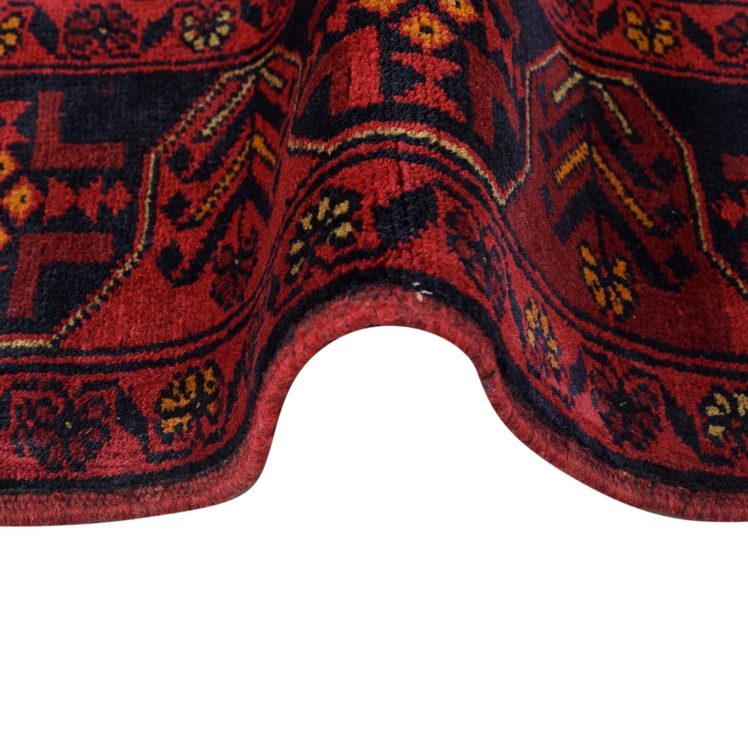 Red Afghan Khal Mohammadi Rug 3' 2" x 4' 10" Hand-Knotted | No. AL47511