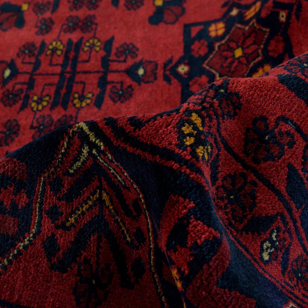 Red Afghan Khal Mohammadi Rug 3' 2" x 4' 10" Hand-Knotted | No. AL47511