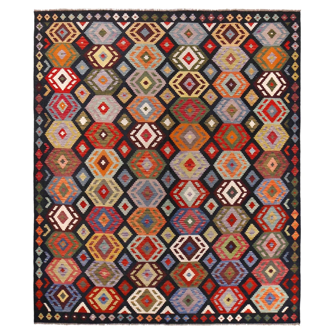 Afghan Kilim Rug 8' 6" x 9' 10" Flat-Weave | No. AL47525