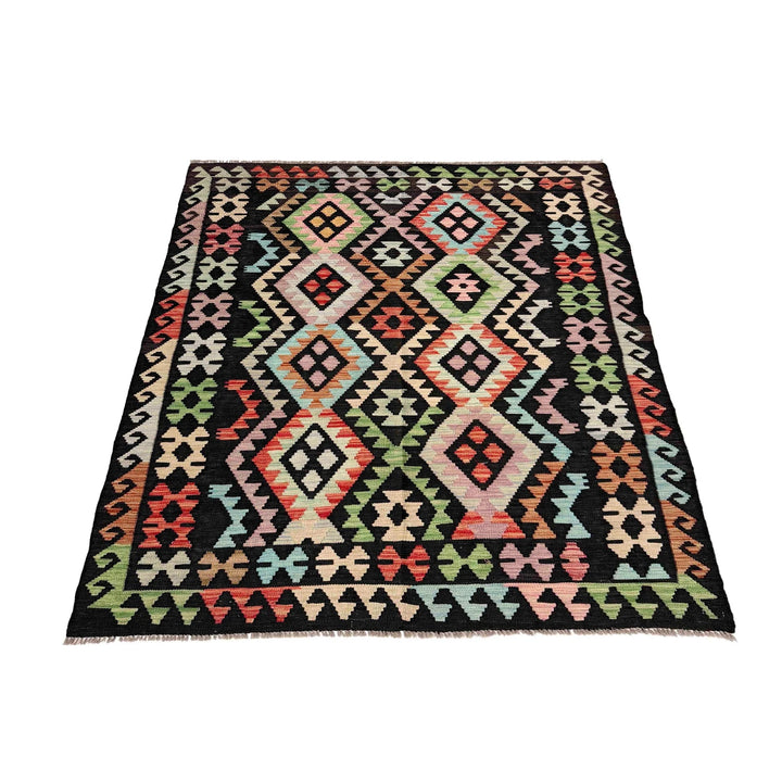 Afghan Vegetable Kilim Rug 4'11" x 6'4" Flat-Weave | No. AL475445