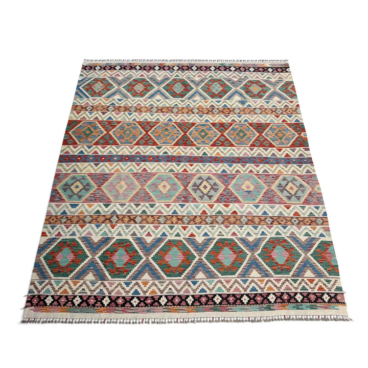 Afghan Vegetable Kilim Rug 8' 4" x 9' 10" Flat-Weave | No. AL47546