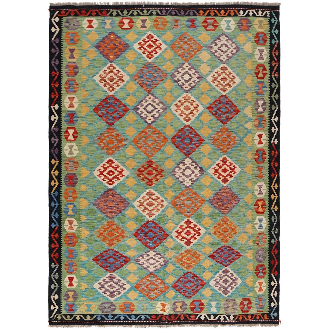 Afghan Vegetable Kelim Rug 6' 1" x 8' 5" Flat-Weave | No. AL47558