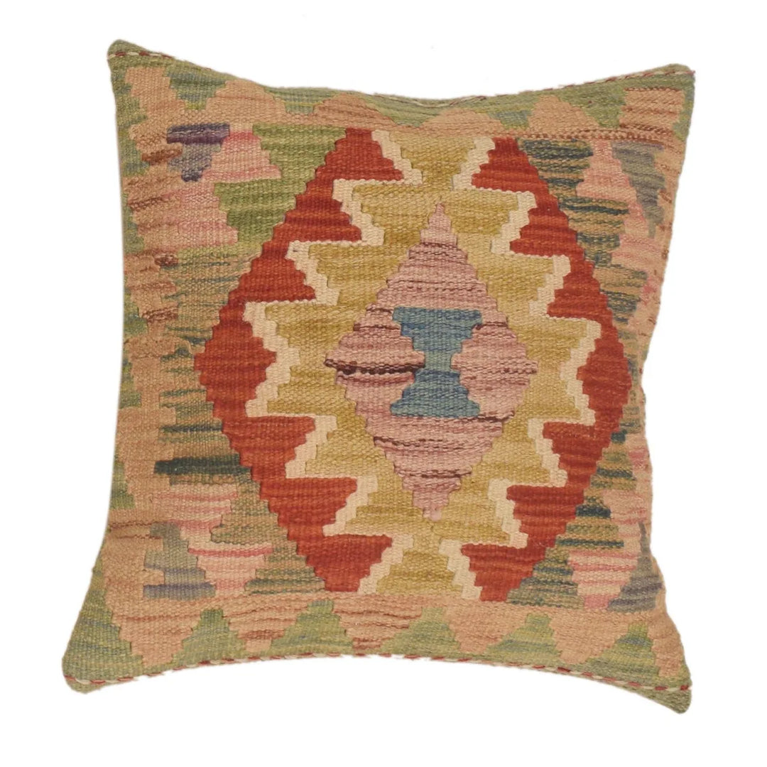 Afghan Kilim Cushion Cover 1' 6" x 1' 6" Flat-Weave | No. AL47580