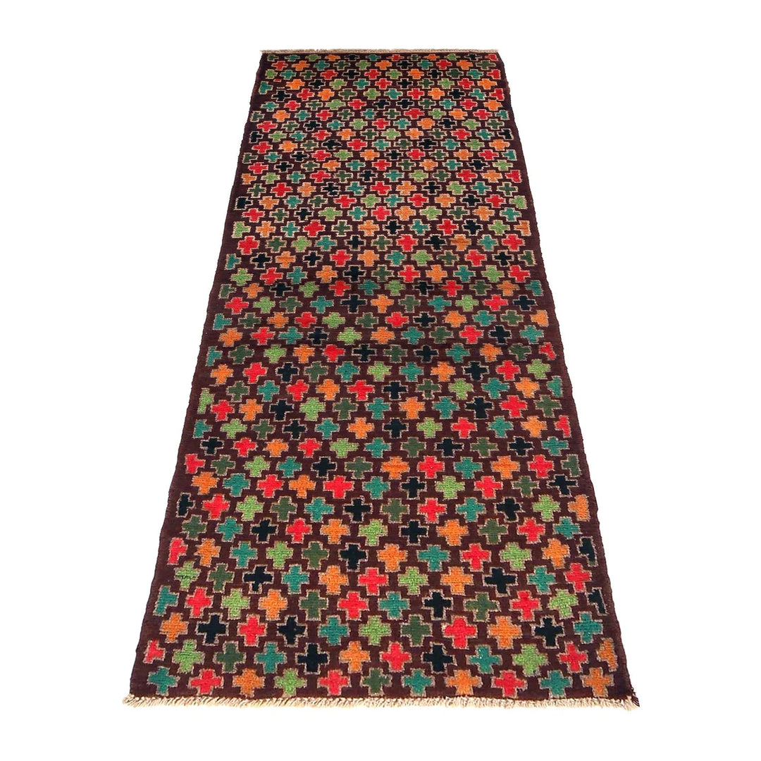 Afghan Baluchi Rug 2' 2" x 6' 7" Hand-Knotted | No. AL47587