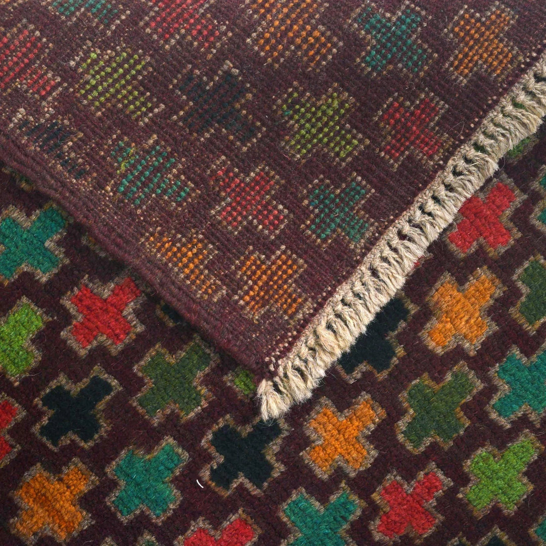 Afghan Baluchi Rug 2' 2" x 6' 7" Hand-Knotted | No. AL47587