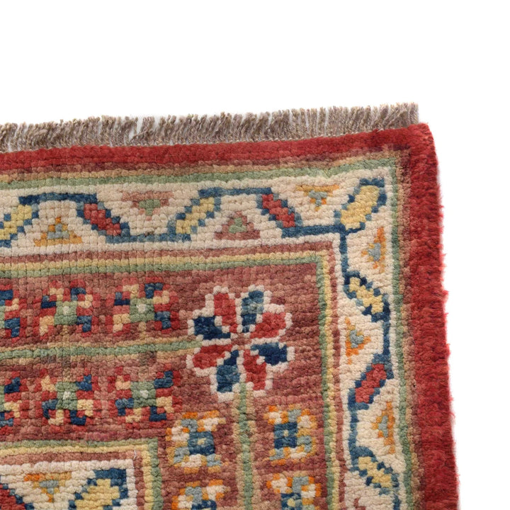 Red Afghan Shirazi Design Rug 5' 7" x 7' 7" Hand-Knotted | No. AL47596