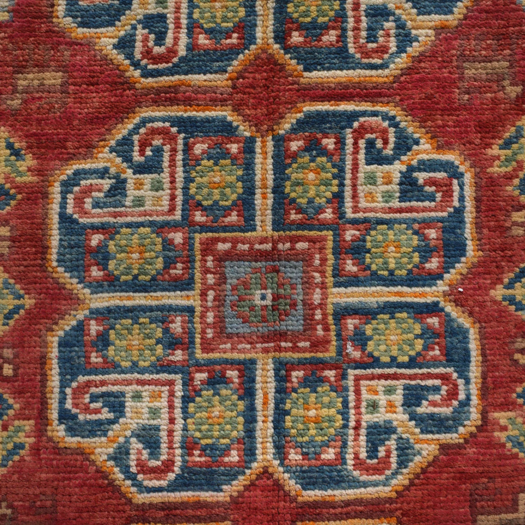 Red Afghan Shirazi Design Rug 5' 7" x 7' 7" Hand-Knotted | No. AL47596