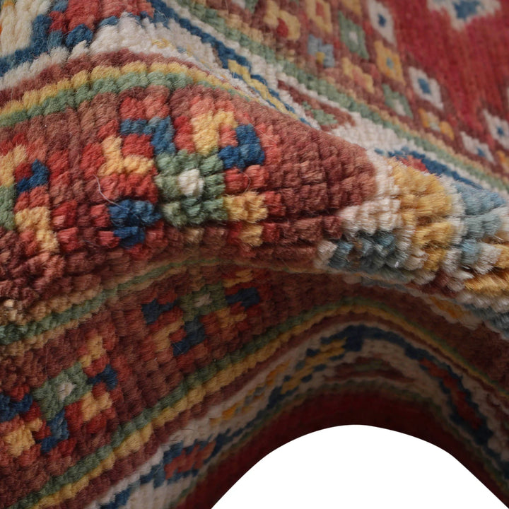 Red Afghan Shirazi Design Rug 5' 7" x 7' 7" Hand-Knotted | No. AL47596