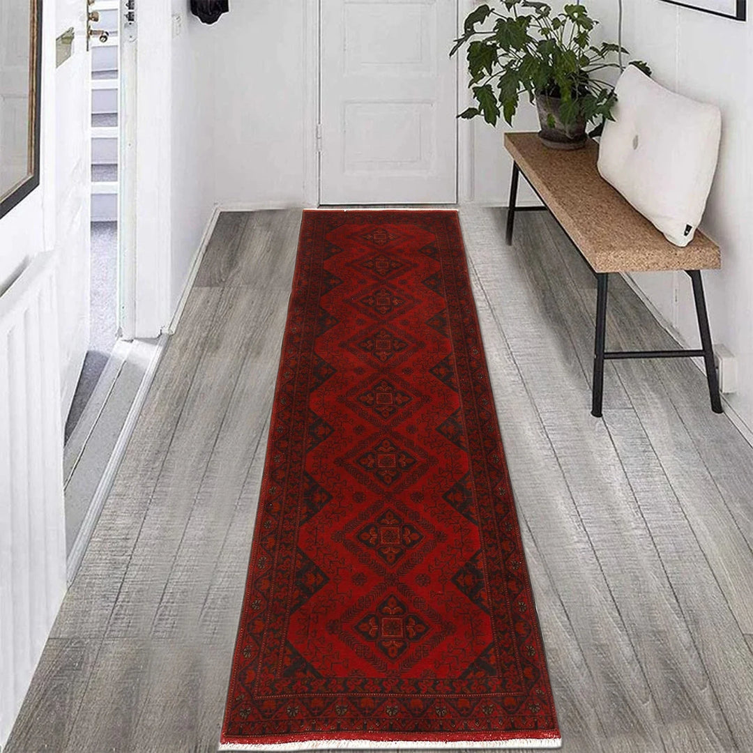 Red Afghan Khal Mohammadi Rug 2' 6" x 9' 6" Hand-Knotted | No. AL47607