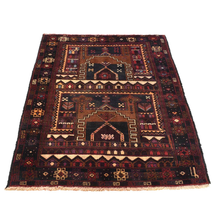 Afghan Baluchi Rug 3' 4" x 4' 10" Hand-Knotted | No. AL47672