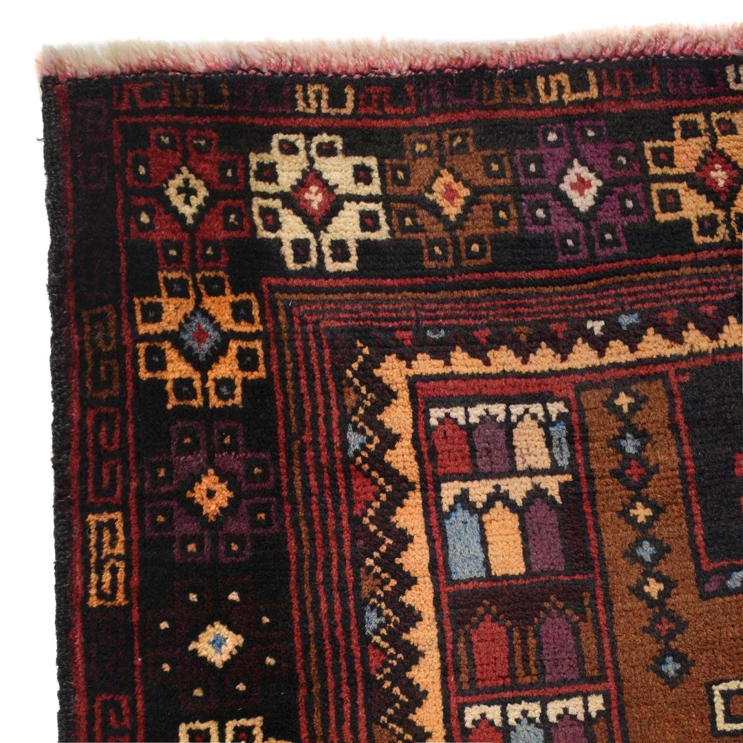 Afghan Baluchi Rug 3' 4" x 4' 10" Hand-Knotted | No. AL47672