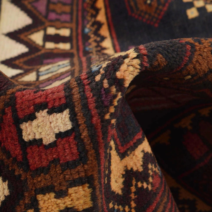 Afghan Baluchi Rug 3' 4" x 4' 10" Hand-Knotted | No. AL47672