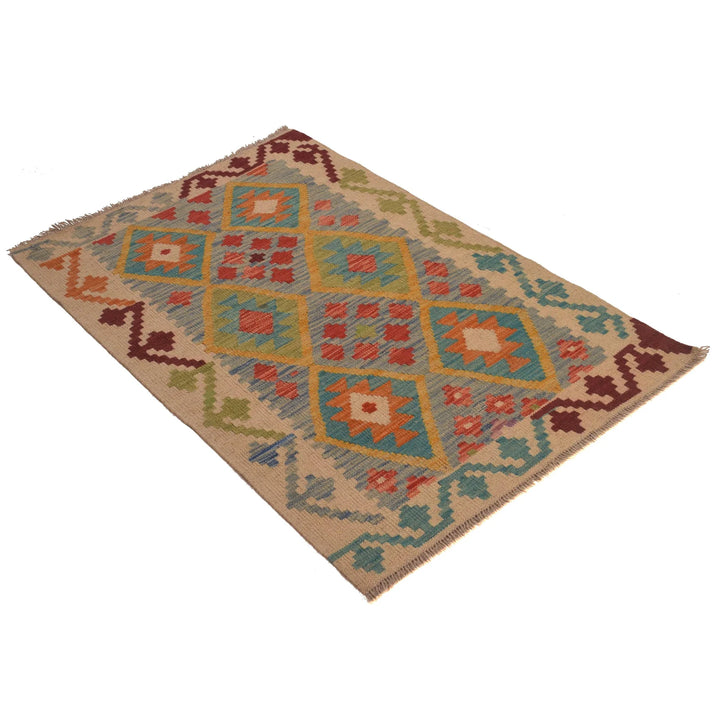 Afghan Chobi Kilim Rug 2' 7" x 3' 10" Flat-Weave | No. AL47683