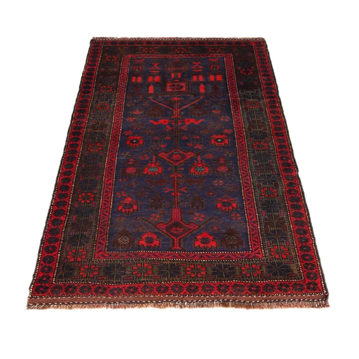 Blue Afghan Baluchi Rug 3' 0" x 4' 10" Hand-Knotted | No. AL47698