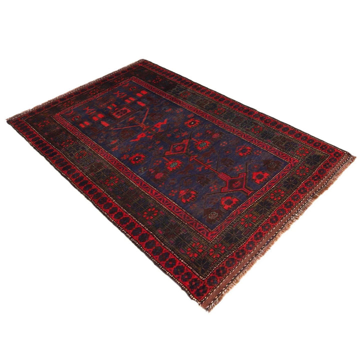 Blue Afghan Baluchi Rug 3' 0" x 4' 10" Hand-Knotted | No. AL47698