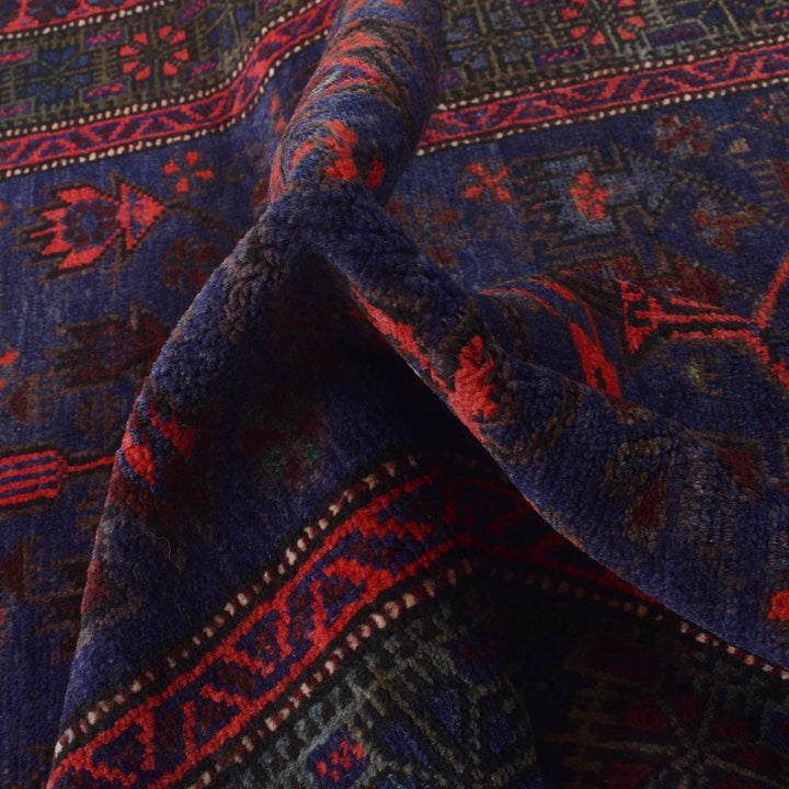 Blue Afghan Baluchi Rug 3' 0" x 4' 10" Hand-Knotted | No. AL47698