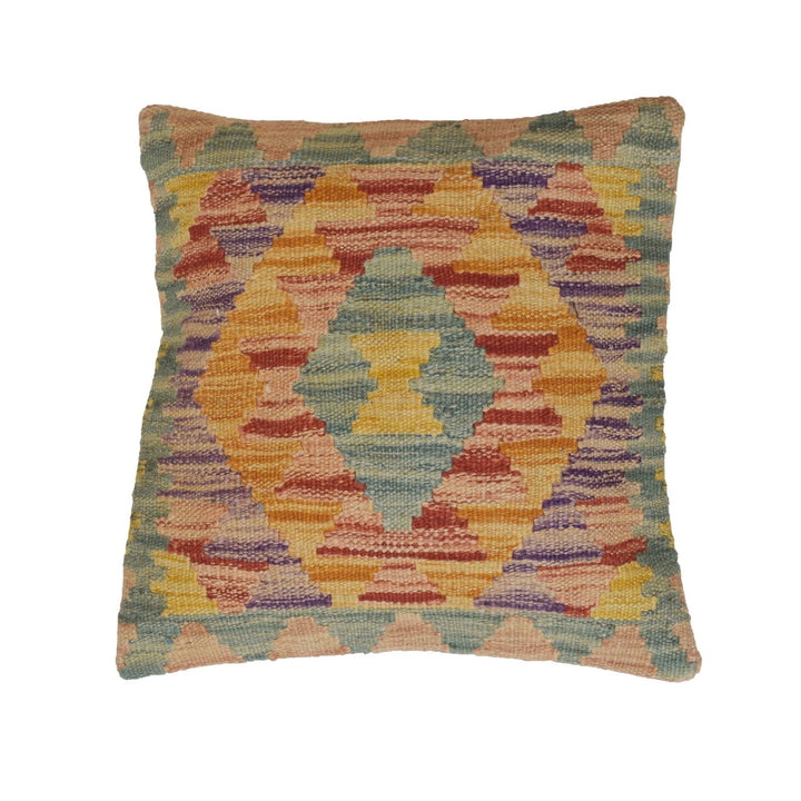 Afghan Geometric Cushion 1' 4" x 1' 3" Flat-Weave | No. AL47705