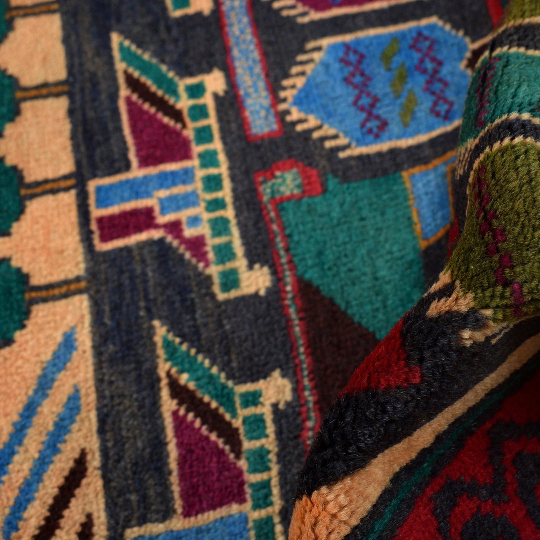 Afghan Pictorial Rug 2' 8" x 4' 1" Hand-Knotted | No. AL47715