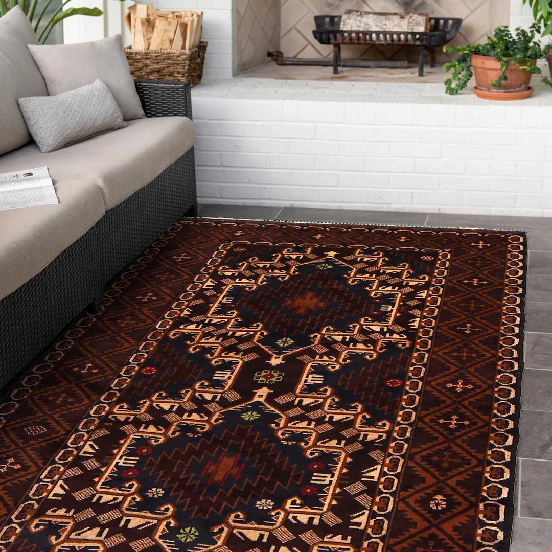 Afghan Baluchi Rug 3' 7" x 5' 9" Hand-Knotted | No. AL47746