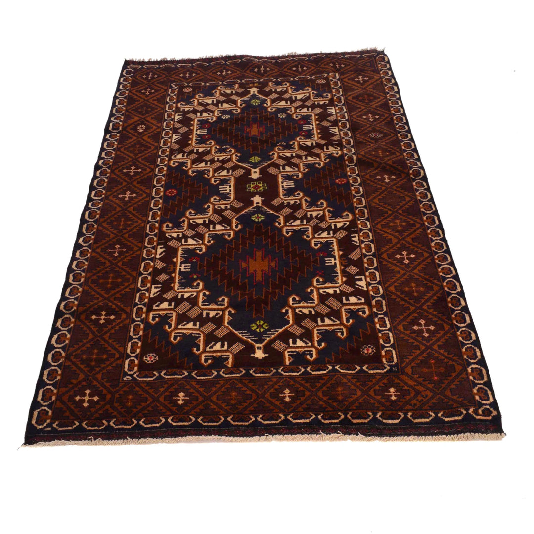 Afghan Baluchi Rug 3' 7" x 5' 9" Hand-Knotted | No. AL47746