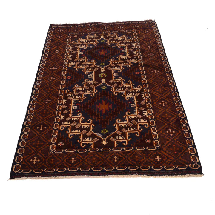 Afghan Baluchi Rug 3' 7" x 5' 9" Hand-Knotted | No. AL47746