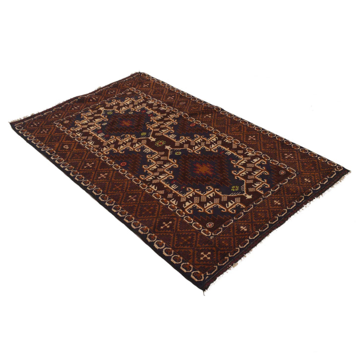 Afghan Baluchi Rug 3' 7" x 5' 9" Hand-Knotted | No. AL47746