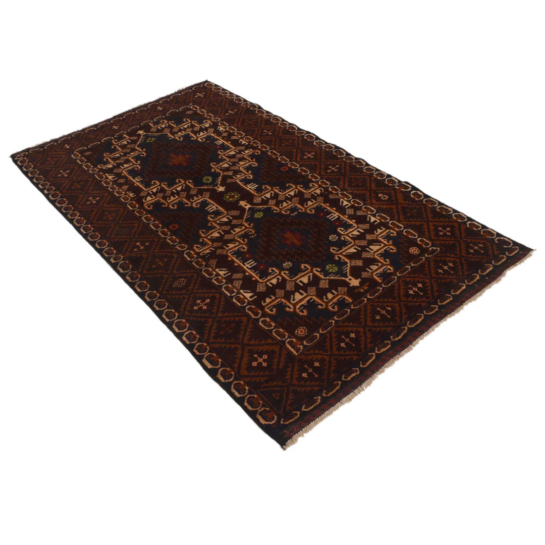 Afghan Baluchi Rug 3' 7" x 5' 9" Hand-Knotted | No. AL47746