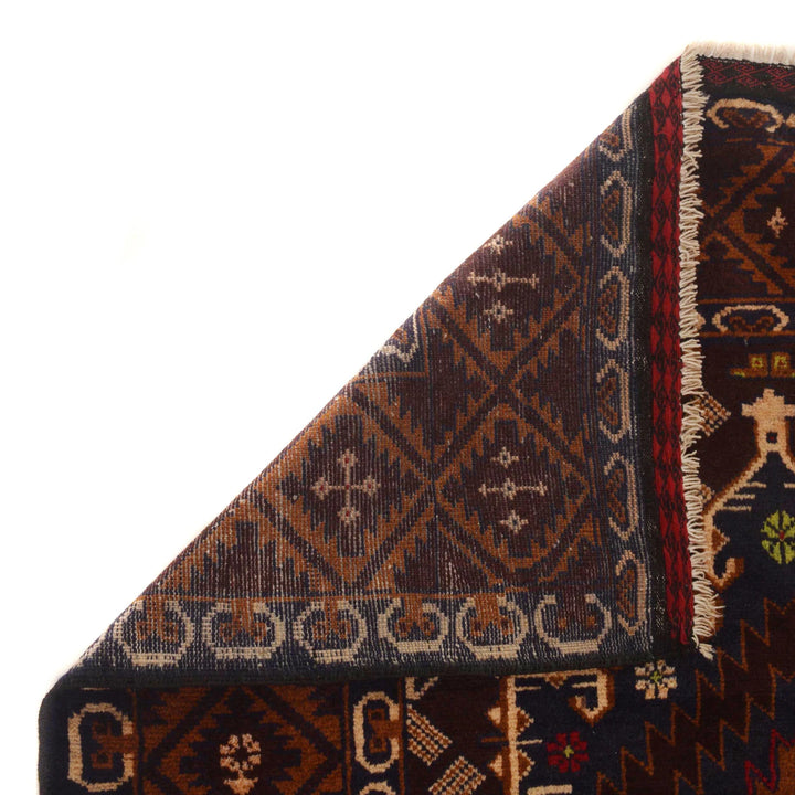 Afghan Baluchi Rug 3' 7" x 5' 9" Hand-Knotted | No. AL47746