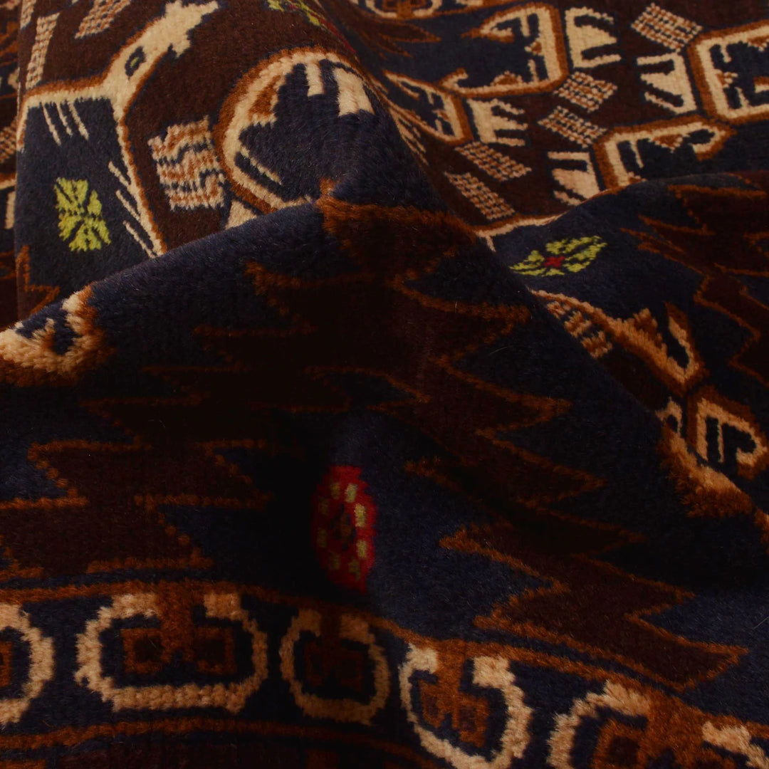 Afghan Baluchi Rug 3' 7" x 5' 9" Hand-Knotted | No. AL47746