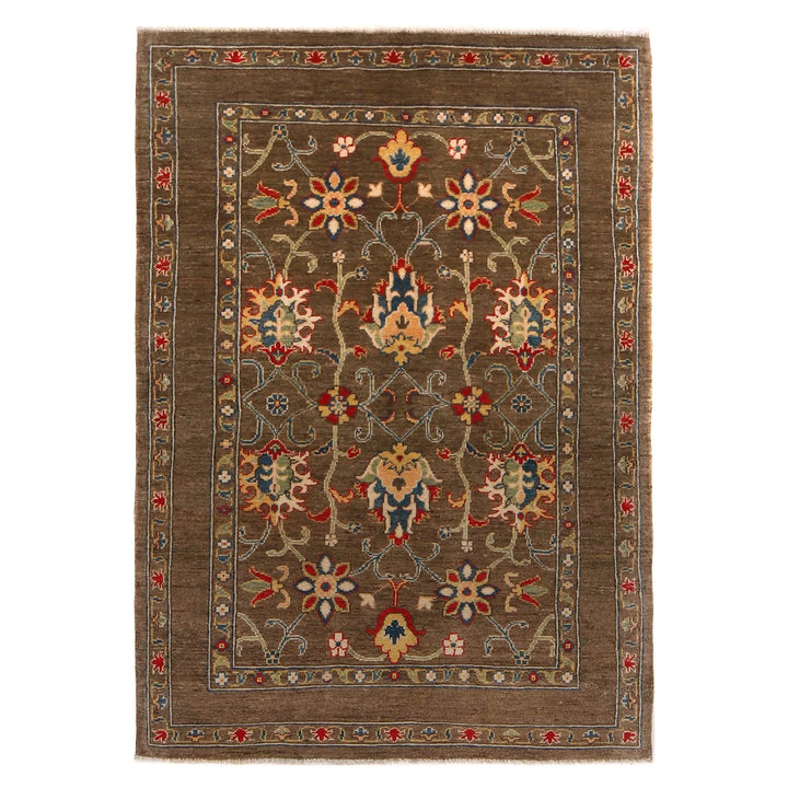 Brown Afghan Sultani Rug 3' 11" x 5' 8" Hand-Knotted | No. AL47754