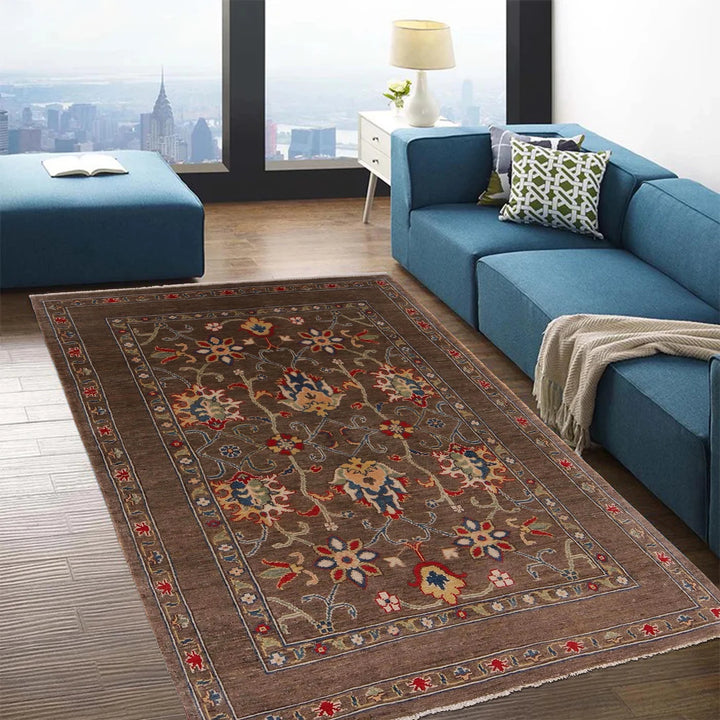 Brown Afghan Sultani Rug 3' 11" x 5' 8" Hand-Knotted | No. AL47754