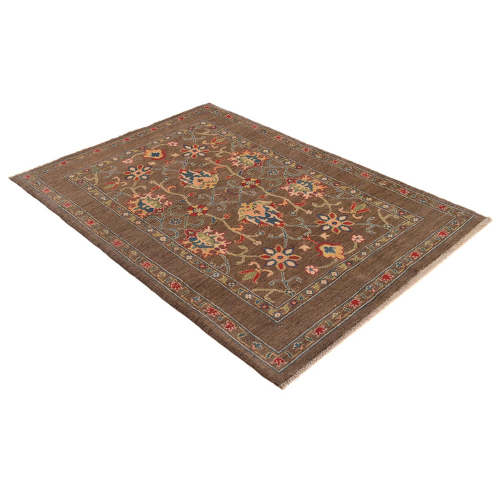 Brown Afghan Sultani Rug 3' 11" x 5' 8" Hand-Knotted | No. AL47754
