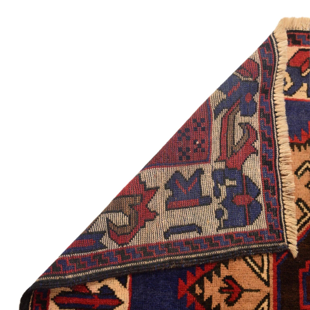 Blue Afghan Baluchi Rug 4' 0" x 5' 8" Hand-Knotted | No. AL47767