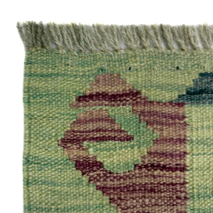 Afghan Vegetable Kilim Rug 2' 7" x 4' 2" Flat-Weave | No. AL477712