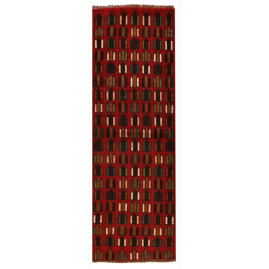Red Afghan Baluchi Rug 2' 4" x 6' 8" Hand-Knotted | No. AL47778