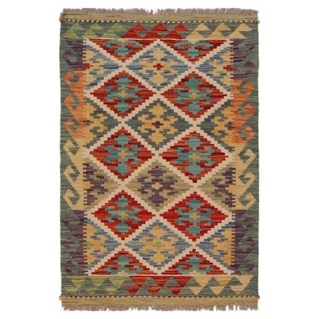 Afghan Chobi Kilim Rug 2' 1" x 3' 1" Flat-Weave | No. AL47791