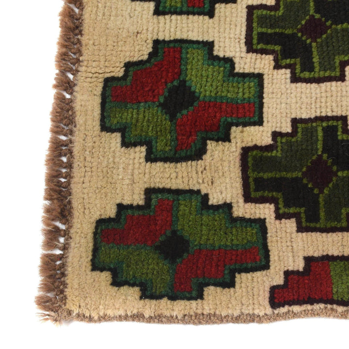 Beige Afghan Baluchi Rug 2' 7" x 9' 7" Hand-Knotted | No. AL47795